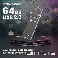 EVM ENSTORE 64 GB PEN DRIVE 64 GB Pen Drive  (Silver) - Black, 10 Years, Contact Customer Service