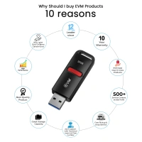 EVM EnX Drive 32GB USB 3.2 Gen 1 Flash Drive - Red, 10 Years, Contact Customer Care Service