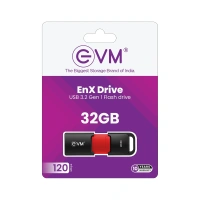 EVM EnX Drive 32GB USB 3.2 Gen 1 Flash Drive - Red, 10 Years, Contact Customer Care Service