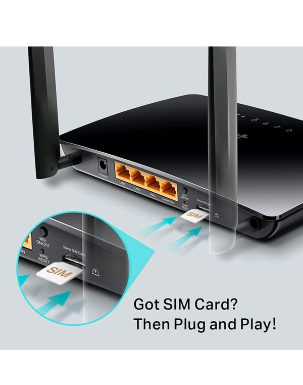 Tp Link TP-Link Archer MR200 AC750 2.4GHz 750Mbps Dual Band 4G LTE Mobile Wi-Fi, SIM Slot Unlocked, No Configuration Required, Removable Wi-Fi Antennas Router (Black) - Black, 3 Yrs, Contact