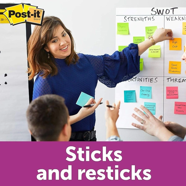 Post-it Super Sticky Notes, 2X Sticking Power, 3 in x 3 in, 5 Pads/Pack, 90 Sheets/Pad (neon Colour)