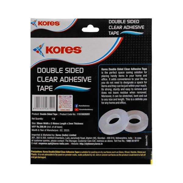 Kores Double Sided Clear Adhesive Tape