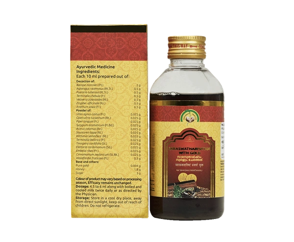 Saraswatharishtam 100 ML – Ayurvedic Memory & Vitality Tonic from Vaidyaratnam Oushadhasala