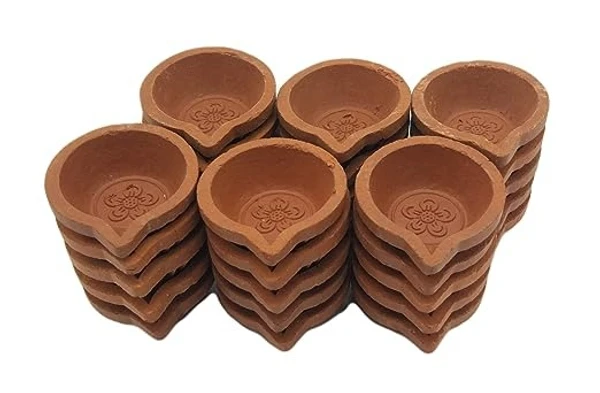 Clay Small Diya (5.8 cm x 5 cm x 2.1 cm) - 12 Diyas