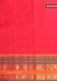 Narayanpet Cotton Saree in Red and Orange with Plain Body and Zari Woven Paisley Design Border - 6.2 mts