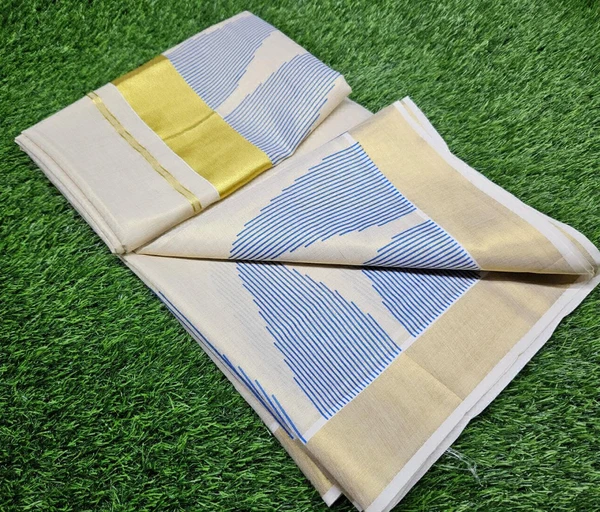 Golden Tissue Saree 6.25 mtr from Kuttampalli - Blue