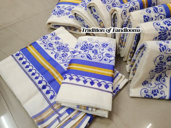 Kuttampalli Kerala Set Mundu | Cotton Mix Printed Design - Multiple Color