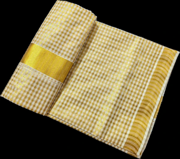 Golden Tissue Micro and Mini Checks Saree