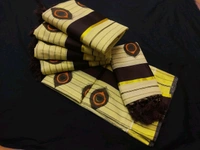 Golden Tissue Fancy Print Saree 6.25 mtr - Kerala Set Mundu- Onam Special 