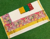 Kerala Mural  design Cotton saree with blouse piece , 6.25 mtr