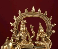 Lord Shiva Parvati Sitting On Nandi, Pure Brass