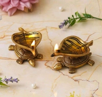 Brass Tortoise Diya, Set Of 2 
