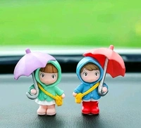 2 Cute Tiny Couples With umbrella For Car Dashboard 