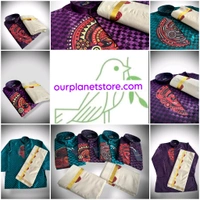 THEYYAM PRINTED SILK EMPOSE KURTA SET - 