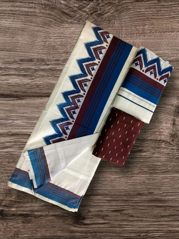 2×3 Kattikara Fancy Temple Print Setmundu