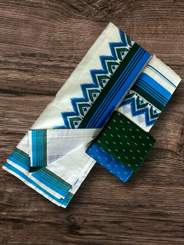 2×3 Kattikara Fancy Temple Print Setmundu