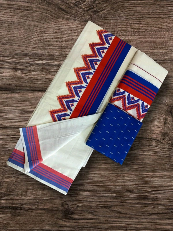 2×3 Kattikara Fancy Temple Print Setmundu