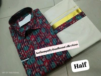 COTTON AJRAKH SHIRT ( Half Sleeve )+ MUNDU COMBO  - 42