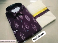 COTTON AJRAKH SHIRT ( Half Sleeve )+ MUNDU COMBO  - 42