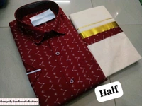 COTTON AJRAKH SHIRT ( Half Sleeve )+ MUNDU COMBO  - 42
