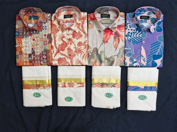 LINEN PRINTED SHIRT & DHOTI COMBO – MODEL 