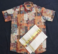 LINEN PRINTED SHIRT & DHOTI COMBO – MODEL 