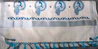 Onam Special embroidery Cotton Kerala saree ( Silver Peacock - Aqua Blue)