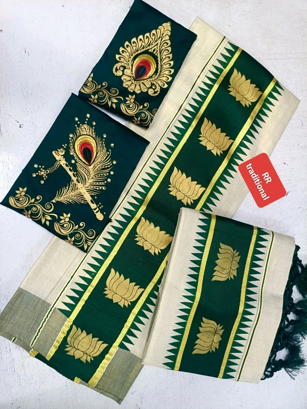 

Tissue colour lotus printed setmunde