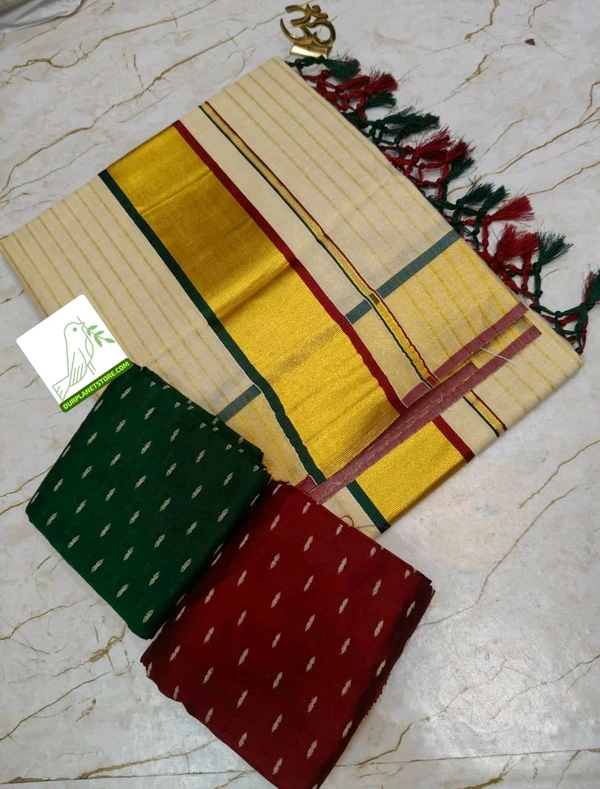 _Golden Tissue_Double Coloured Full Gold Stripes Saree
