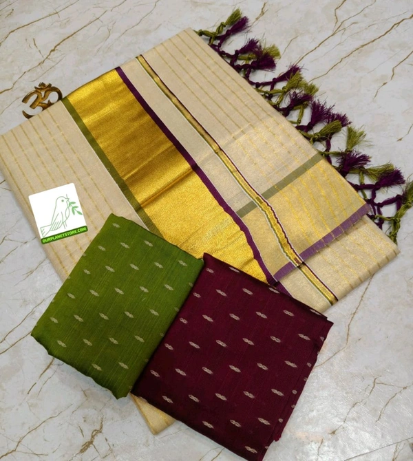 _Golden Tissue_Double Coloured Full Gold Stripes Saree
