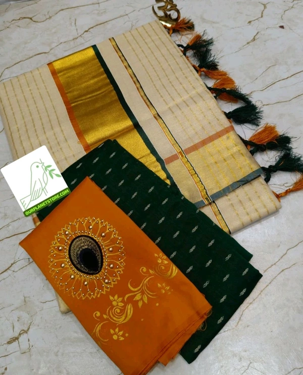 _Golden Tissue_Double Coloured Full Gold Stripes Saree
