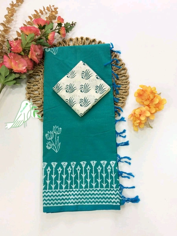 Quality Mix Cotton Saree With Separate Blouse 