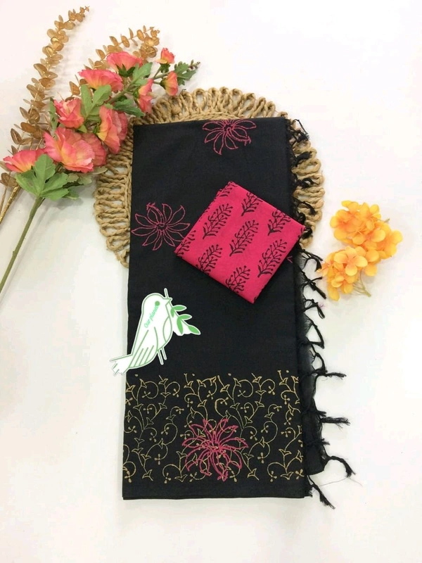 Quality Mix Cotton Saree With Separate Blouse 
