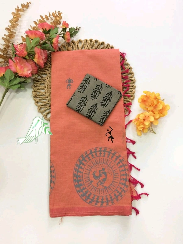 Quality Mix Cotton Saree With Separate Blouse 