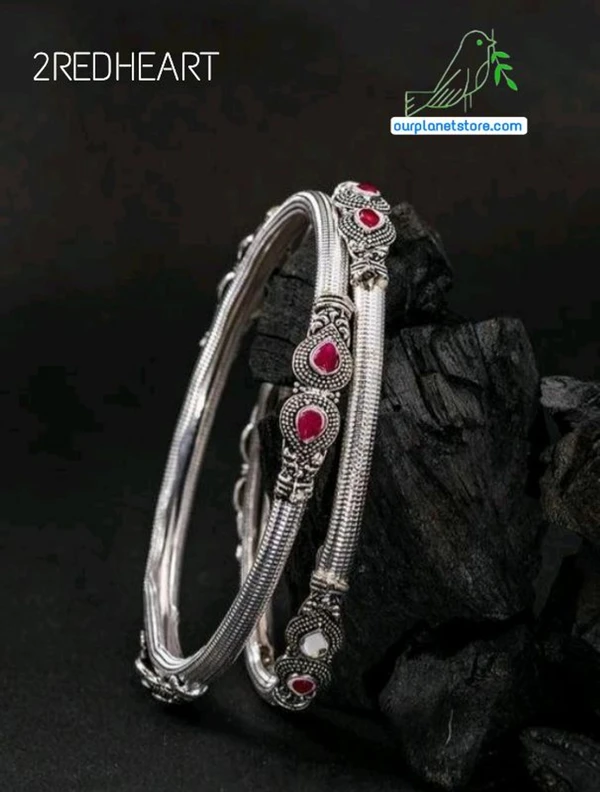 Beautiful Colourful Silver Oxidised Bangle - 2.4