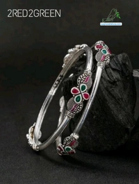 Beautiful Colourful Silver Oxidised Bangle - 2.6