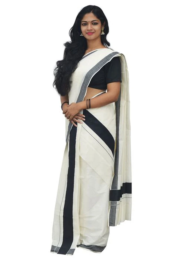 Black Border Color Set Mundu and Veshty