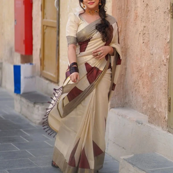 Coffee Brown Temple Print Saree