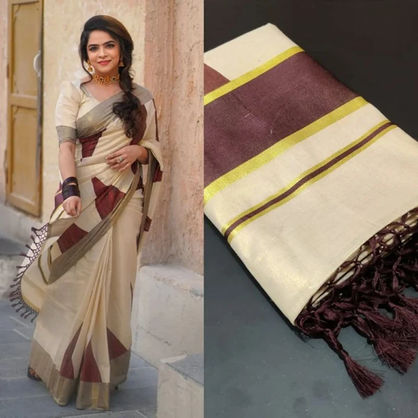 Coffee Brown Temple Print Saree