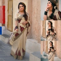 Coffee Brown Temple Print Saree