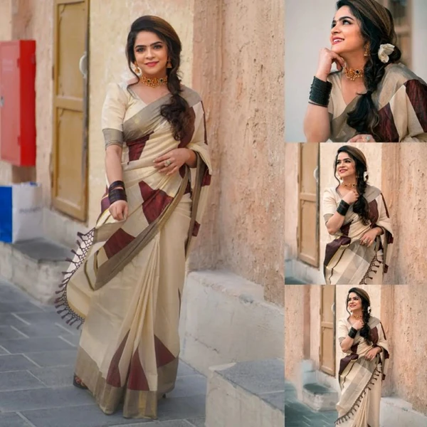 Coffee Brown Temple Print Saree