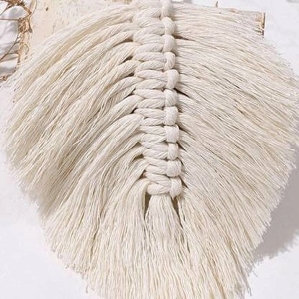 MACRAME CURTAIN TIEBACK Minimalist Leaf Feather, Curtain Holder, Holdback, Wraparound Modern Window Treatment, Cotton Curtain Decor - #b3b3b3