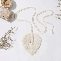 MACRAME CURTAIN TIEBACK Minimalist Leaf Feather, Curtain Holder, Holdback, Wraparound Modern Window Treatment, Cotton Curtain Decor - #b3b3b3