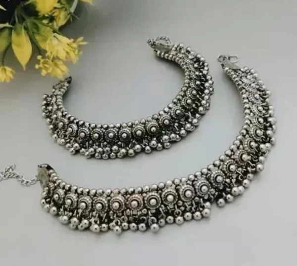 Oxidized German Silver Anklet Paisley Shell Pattern,Ethnic Indian Traditional Jewelry Handmade Anklet,Gypsy Foot Jewelry, Boho Anklets Women