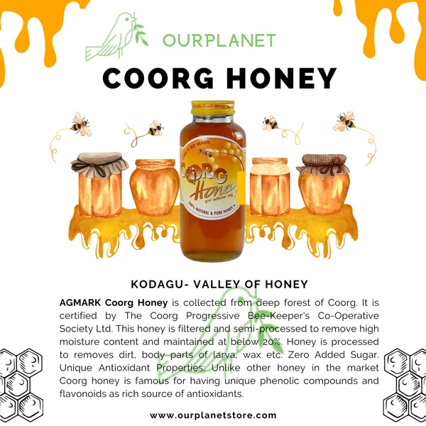 Pure Bee Honey (500 gm ) Procured from Coorg Co-Operative Society Farm.