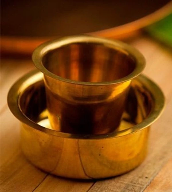 South Indian Brass Coffee Cup and Dabra Set, Madrasi Filter Coffee Set, Kumbakonam Coffee Dabara Set