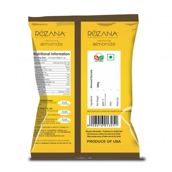 Tulsi California Rozana Almonds 250 G