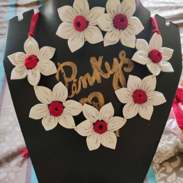 White Cotton flowers Set With Finger Ring - white, free