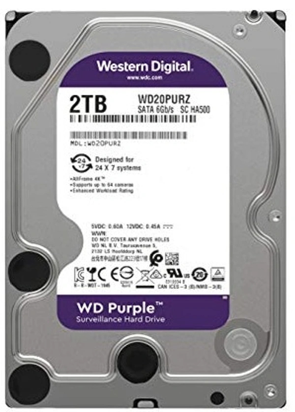 WD Purple Surveillance 2 TB Surveillance Systems Internal Hard Disk Drive (HDD) (WD20PURX)  (Interface: SATA, Form Factor: 3.5 inch)