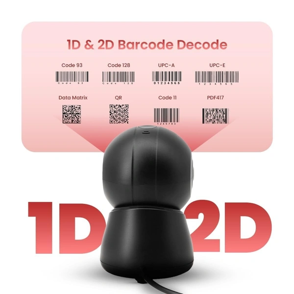 Atpos AT-9400D 2D 1D Desktop Barcode QR Scanner Hands-Free Auto | USB Wired
